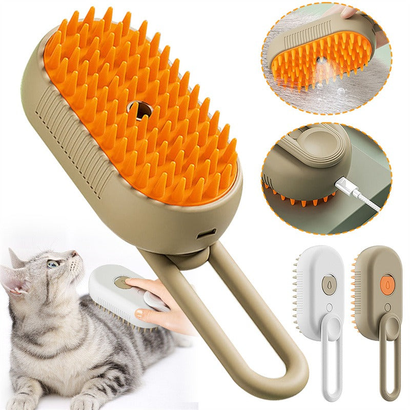 3-in-1 Electric Pet Steam Grooming Brush