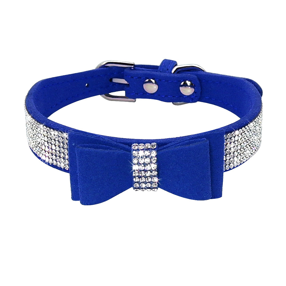Korean Velvet Pet Leash with Rhinestone Design