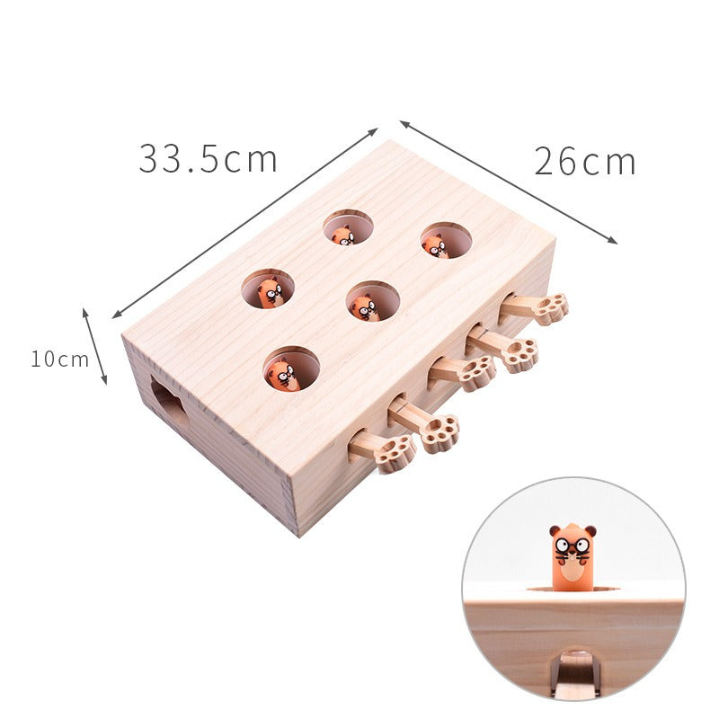Solid Wood Catnip Whac-a-Mole Cat Toy
