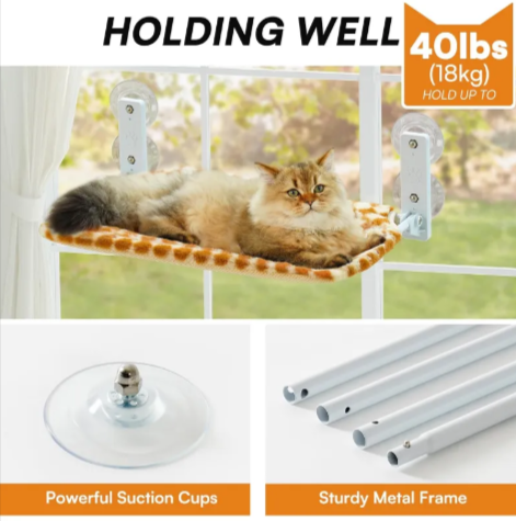 Cat Window Hammock – Steel Frame with Suction Cups