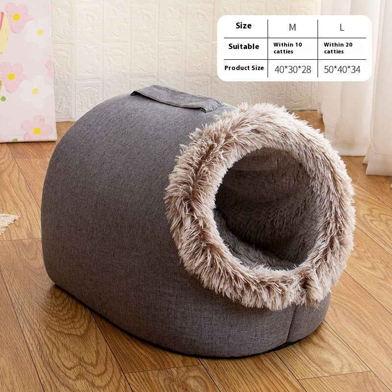 Fleece-Lined Cat Nest Sleeping Bag