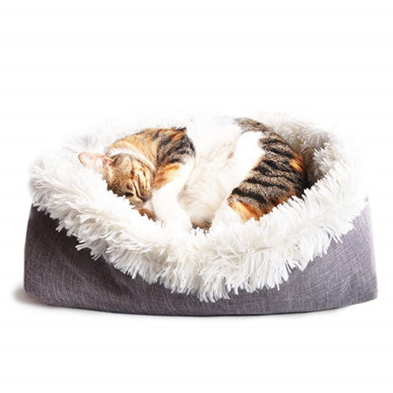Dual-Use Cat Bed with Sleep Blanket and Tunnel