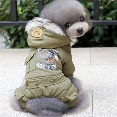 Military Style Dog Cotton Jacket for Small Breeds