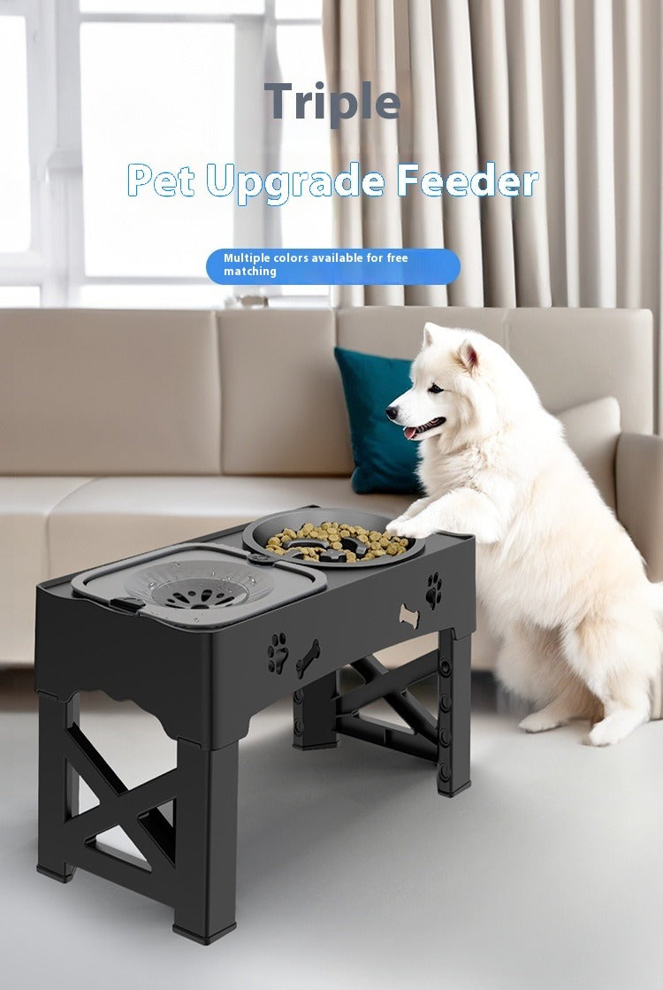 Adjustable Stainless Steel Double Dog Bowl Feeder