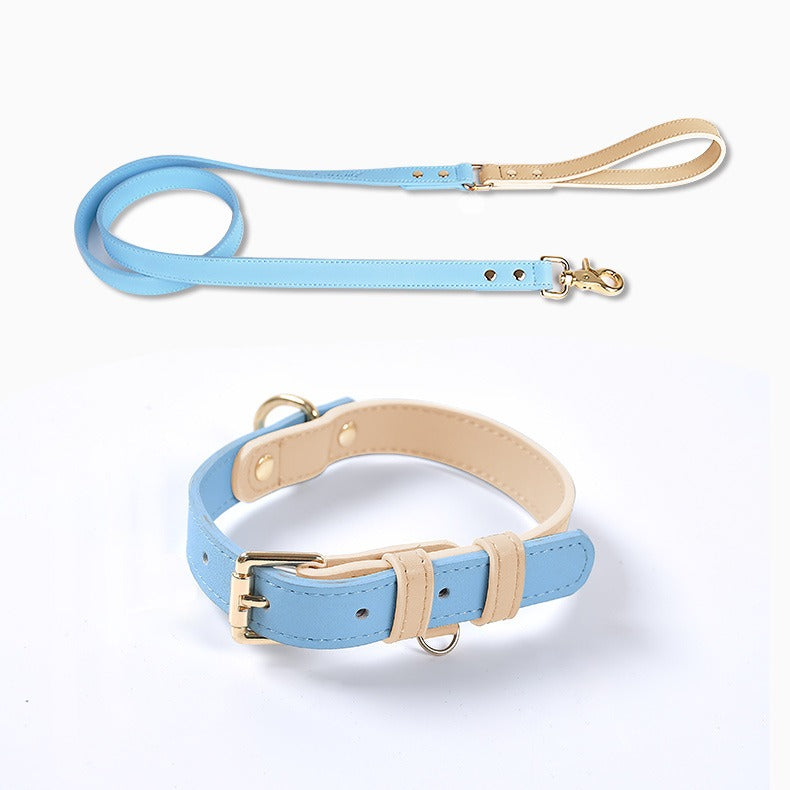 Leather Dog Leash and Collar Set