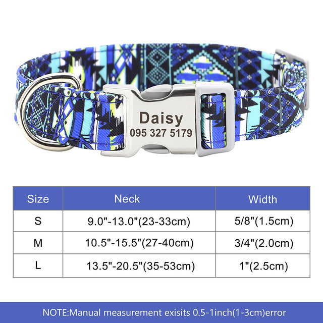 Personalized Nylon Dog Collar with Custom Nameplate Tag