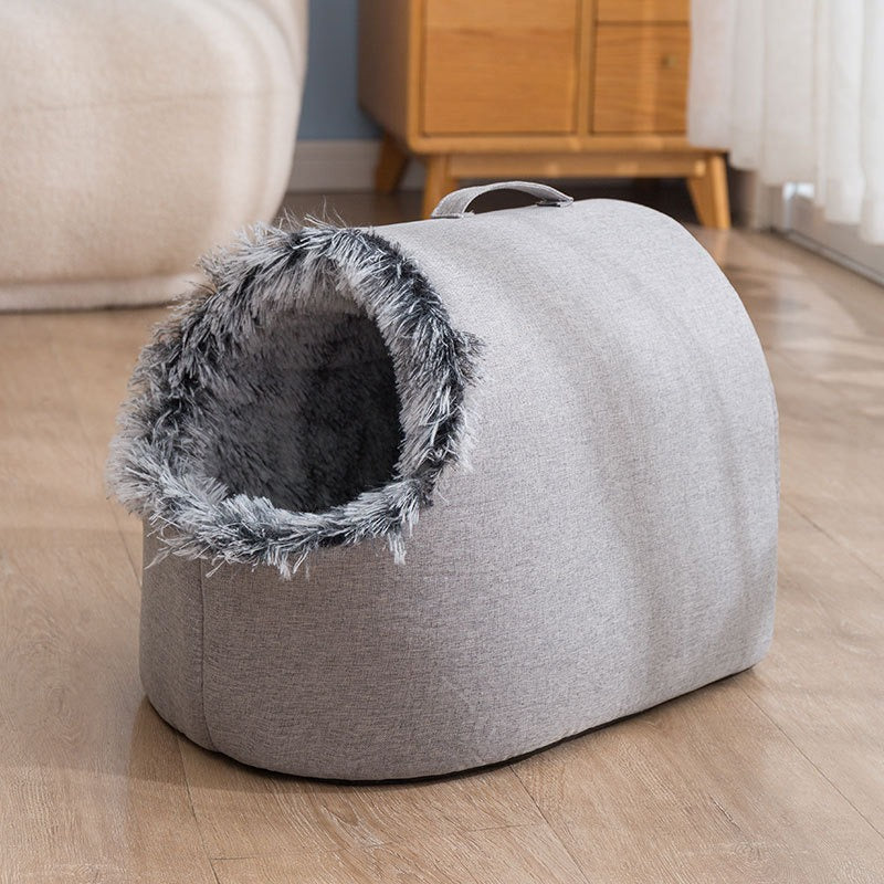 Fleece-Lined Cat Nest Sleeping Bag
