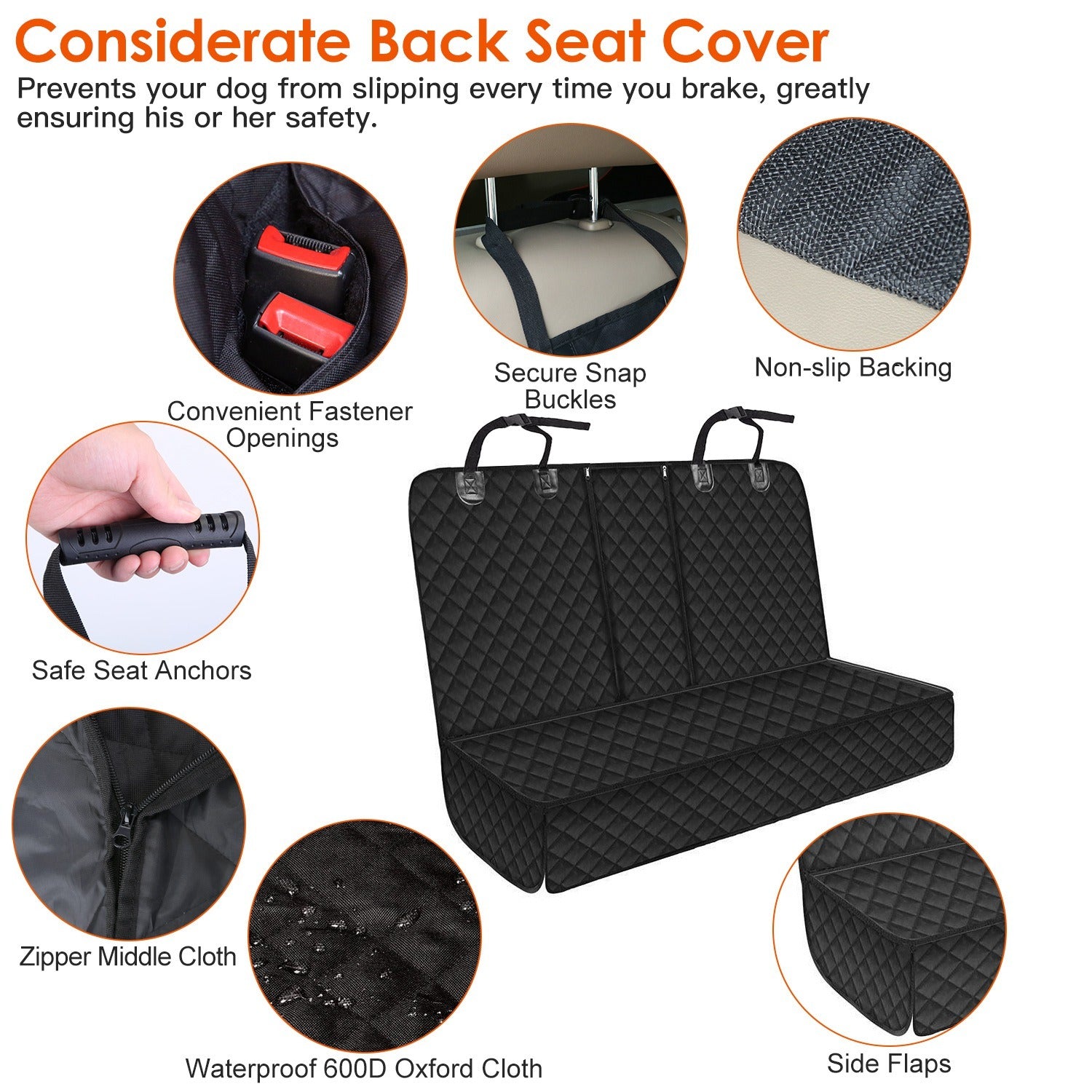 Waterproof Dog Back Seat Cover with Seat Belt