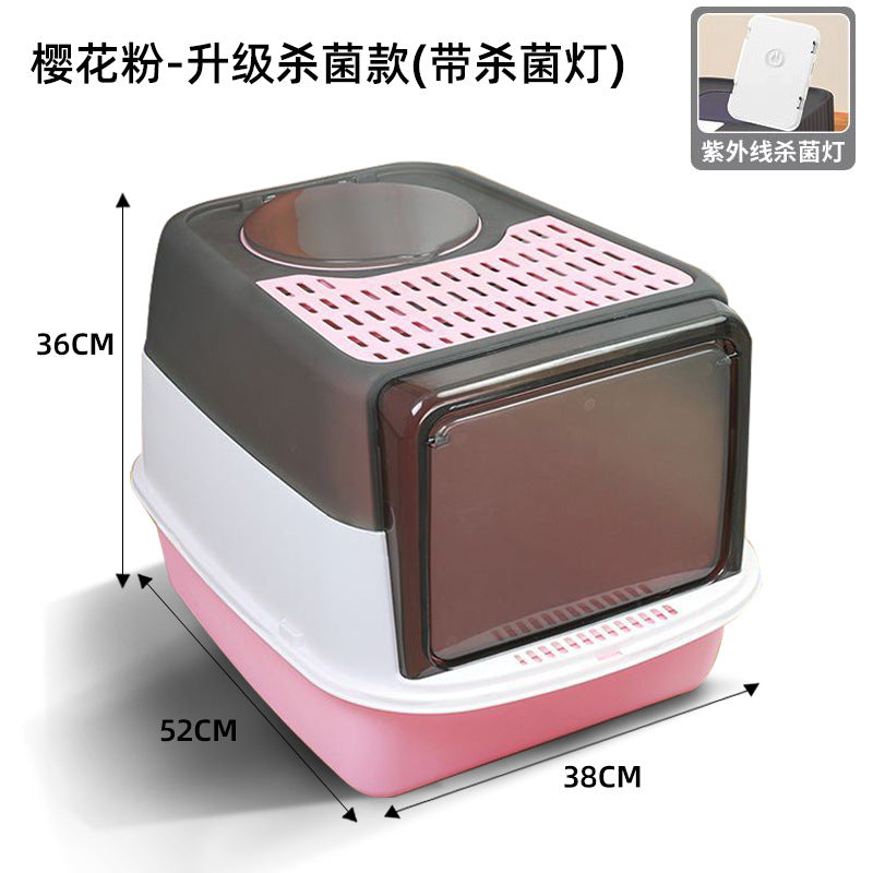 Extra Large Enclosed Cat Litter Box with Drawer System