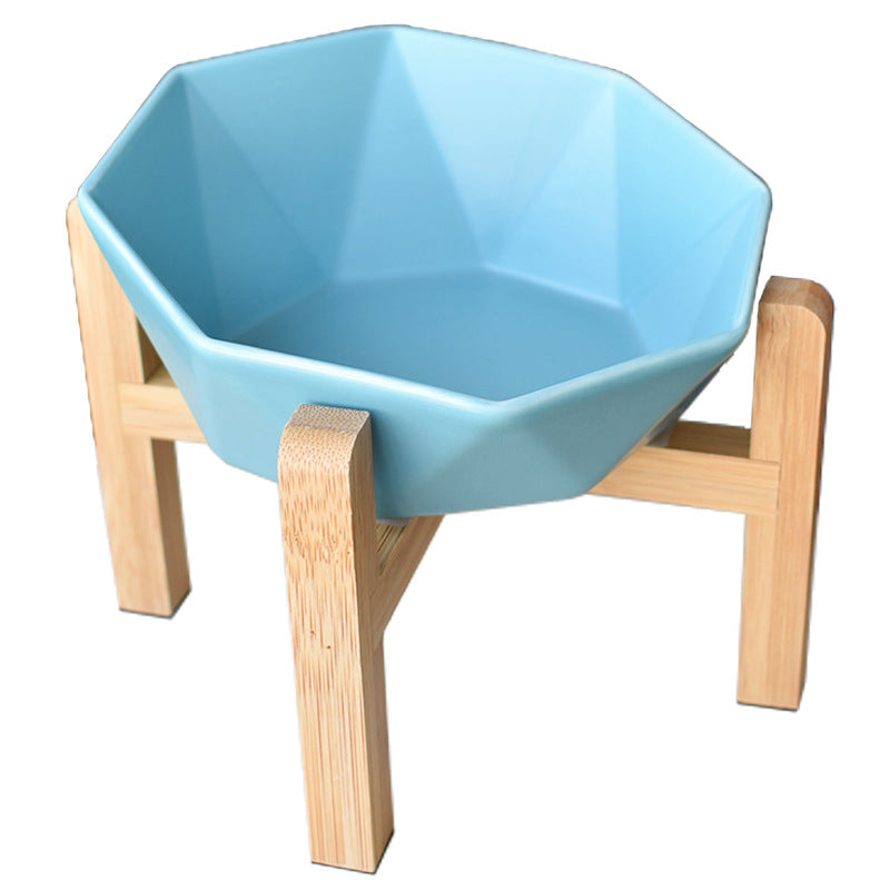 Diamond Cat Bowl with Slanted Design and Elevated Base