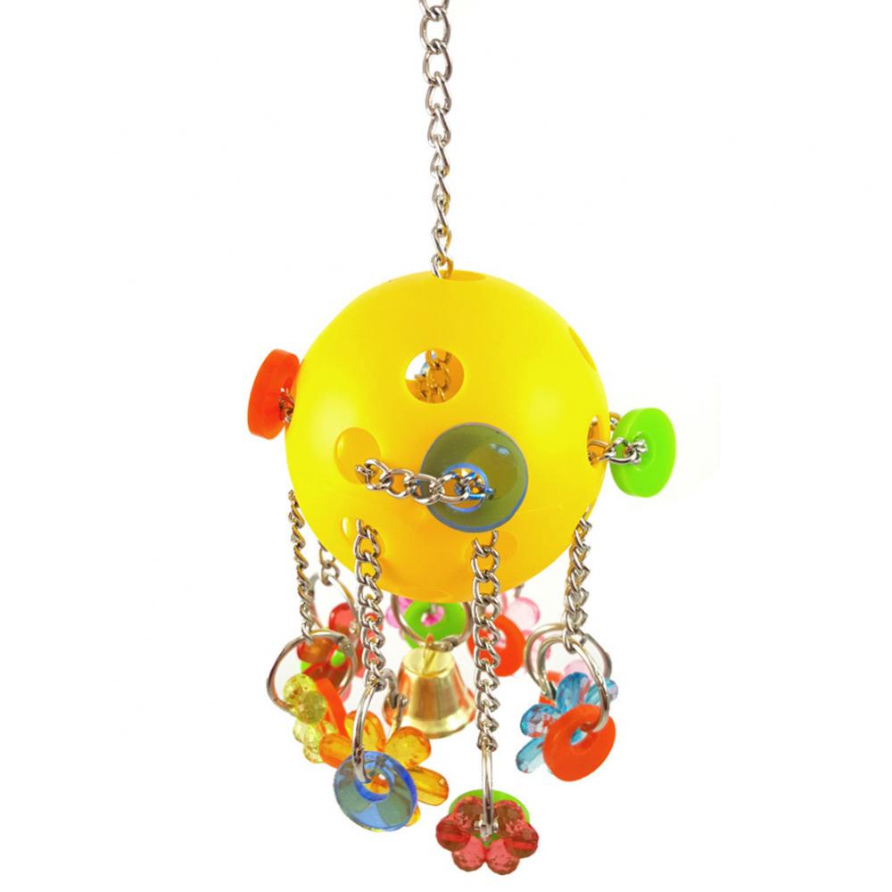 Yellow Flower-Shaped Parrot Chew Toy with Bell Ring