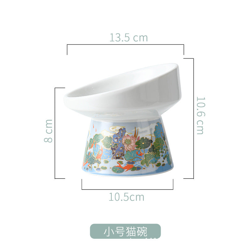 Ceramic Cat Bowl Set with Anti-Spill Design