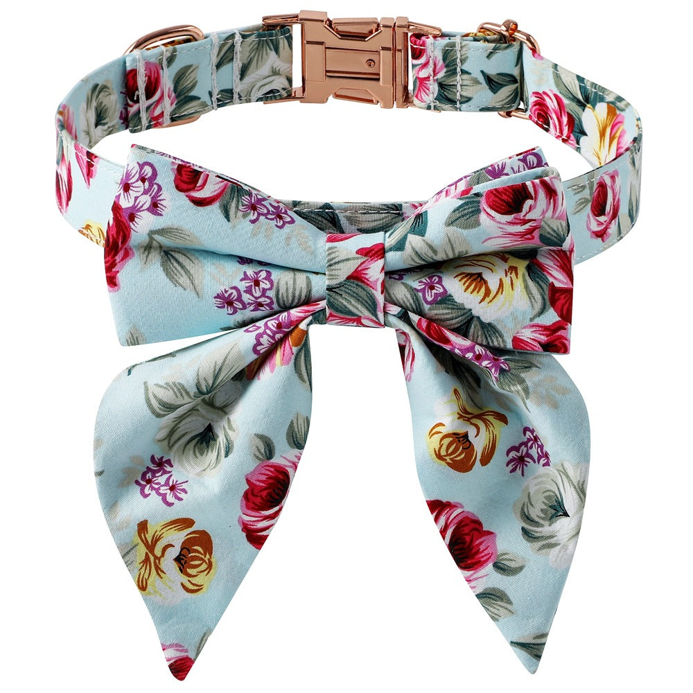 Cotton Dog Collar with Rose Gold Buckle
