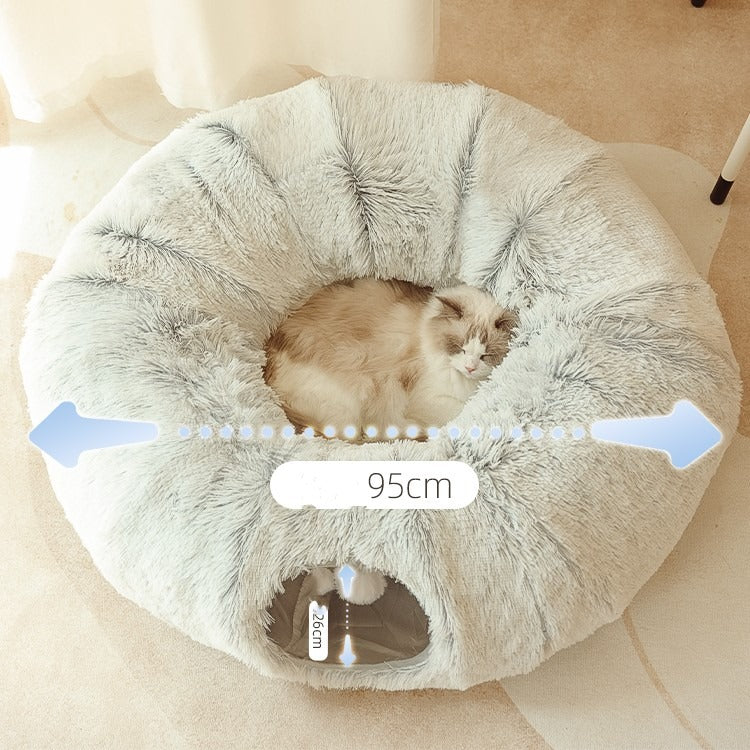 Four Seasons Closed Plush Cat Tunnel Bed