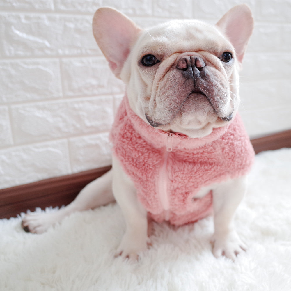 Coral Fleece High Neck Zipper Pet Vest