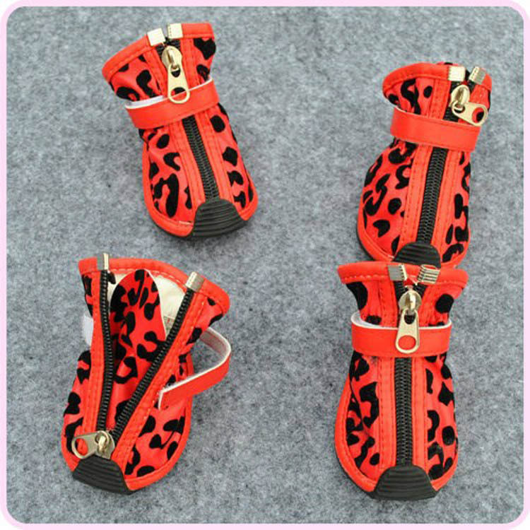 Leopard Print PU Pet Shoes in New Fashion Design