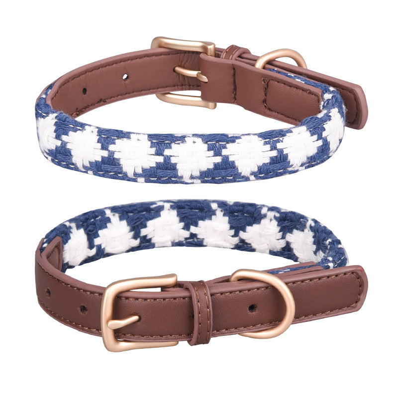 Prismatic Plaid Dog Collar - Soft Woven Design