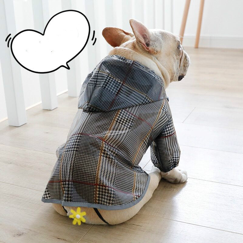 Waterproof Pet Raincoat with Plaid Design for Dogs