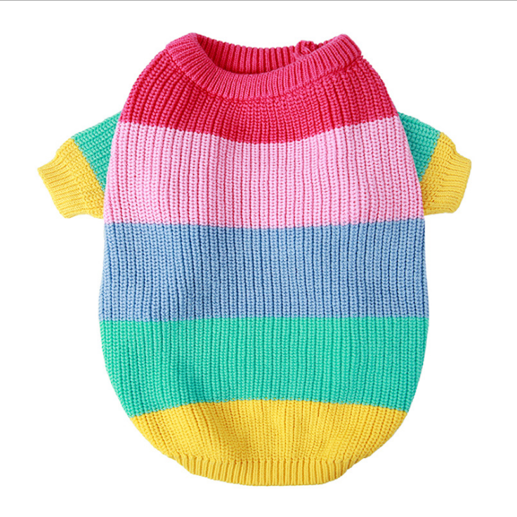 Rainbow Knitted Sweater for Medium Dogs - Trendy Fall/Winter