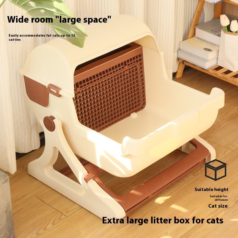 Open Tilting Cat Toilet Semi-automatic Litter Box