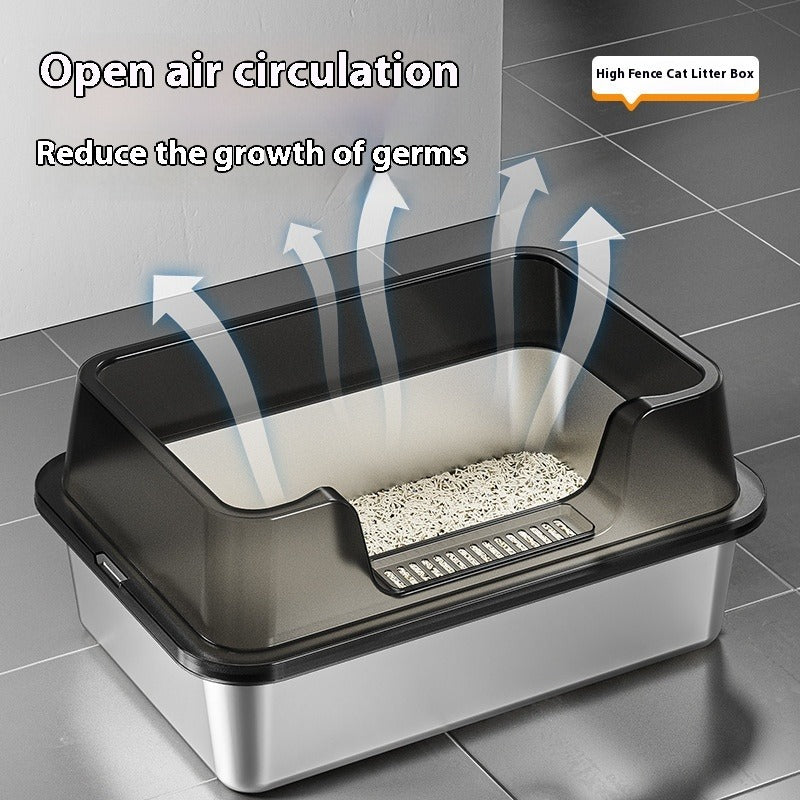 Stainless Steel Semi-Closed Litter Box