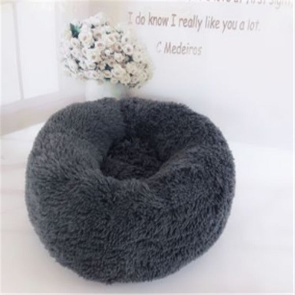 Round Plush Cat & Dog Bed