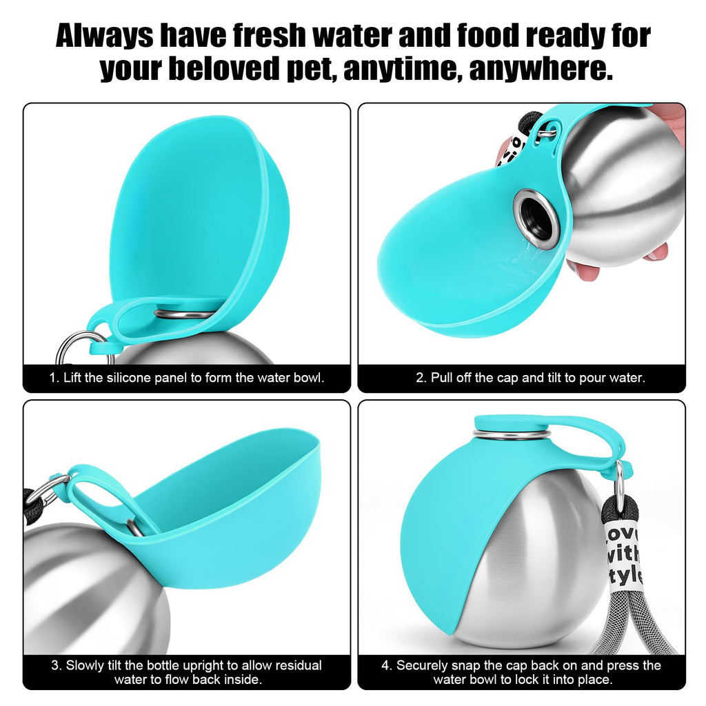 Portable Dog Water Bottle with Silicone Bowl 10oz