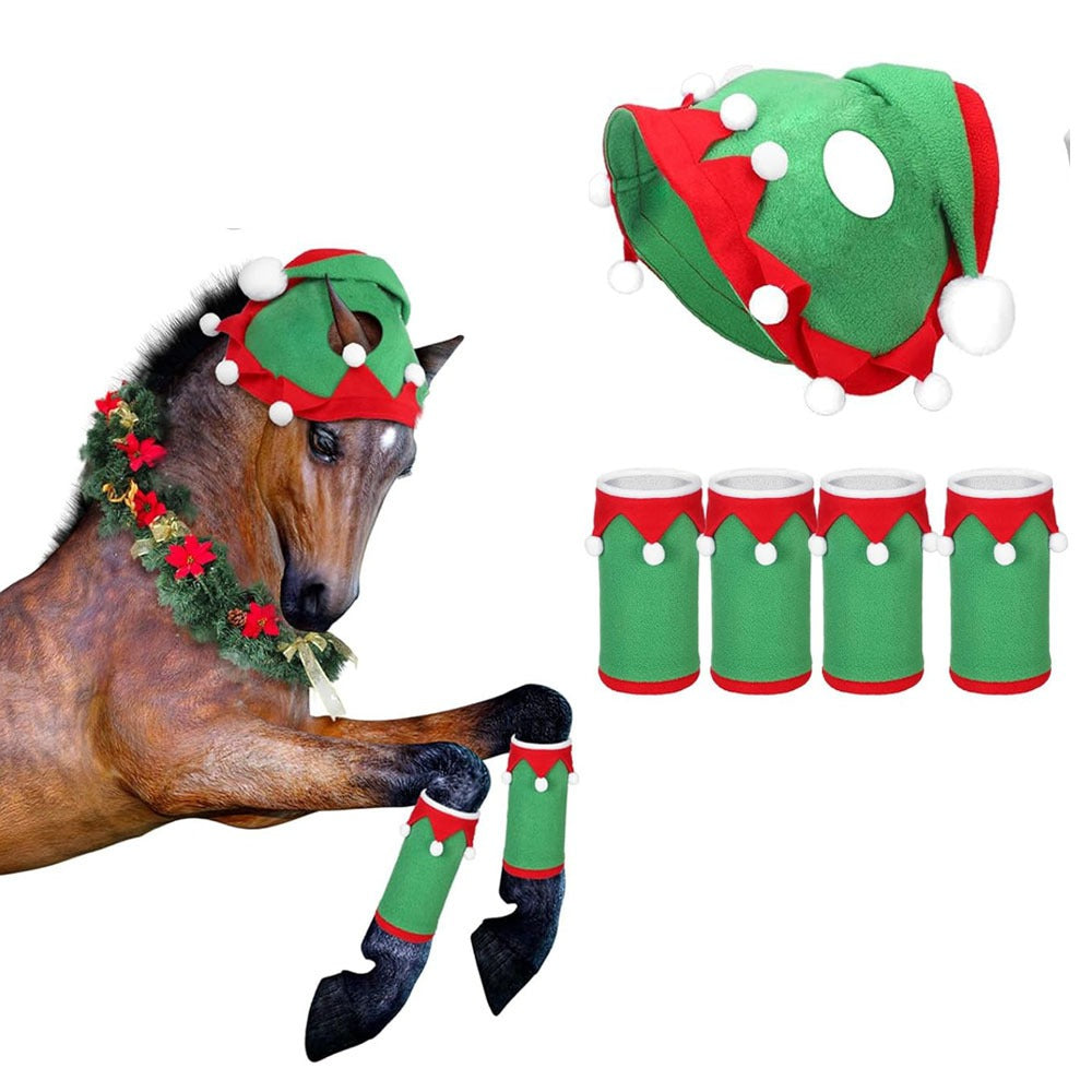 Christmas Horse Hat and Leg Warmer Set
