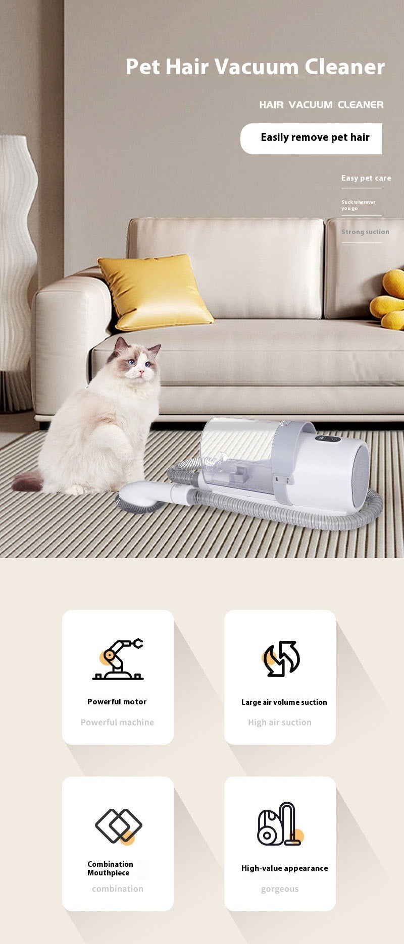 Pet Multi-Function Grooming Vacuum Kit