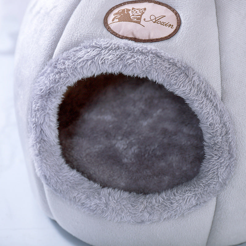Warm Semi-Enclosed Cat and Dog Bed for Deep Sleep