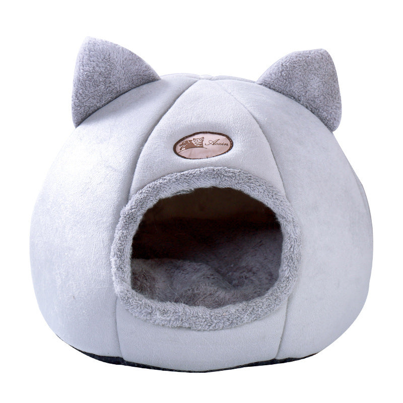 Warm Semi-Enclosed Cat and Dog Bed for Deep Sleep