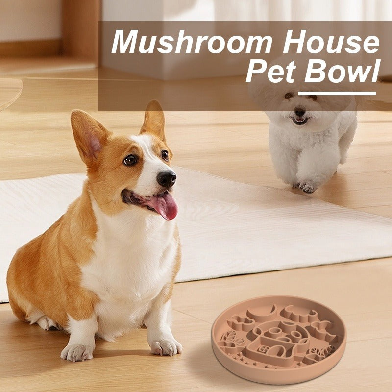 Silicone Mushroom Pet Slow Feeder Bowl