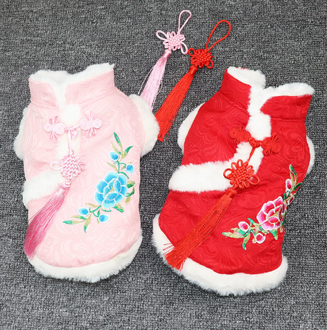 Autumn Winter Teddy Corgi in Tang Suit Cat Hanfu