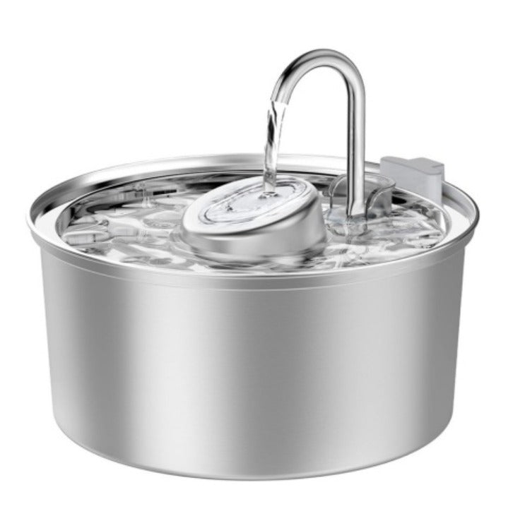 All Stainless Steel Pet Water Dispenser - Large Capacity Round Runway Style