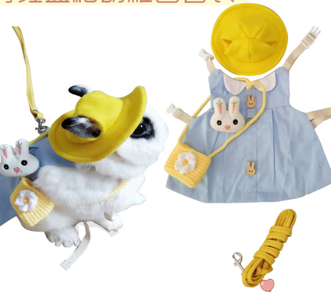 Cute Vest Skirt for Pet Rabbit with Traction Rope