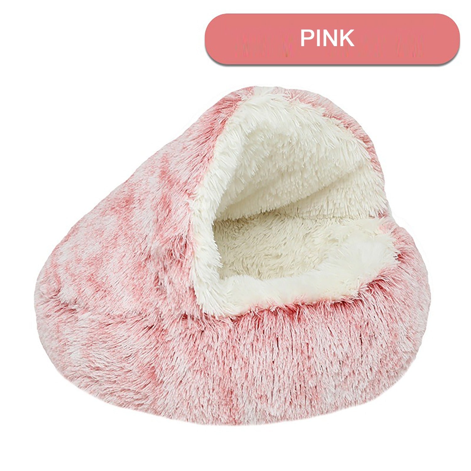 Plush Round Hooded Cat Bed