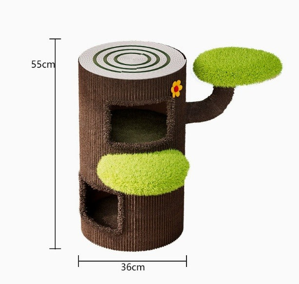 Vertical Cat Scratcher & Multi-level Cat Tree Bed