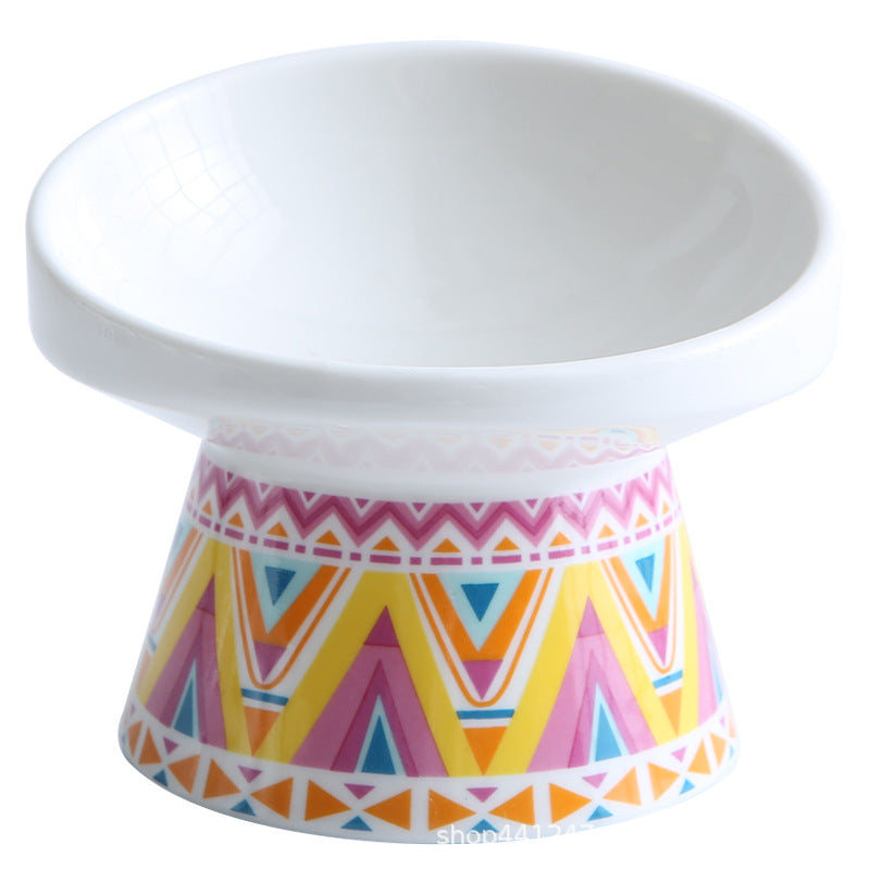 Ceramic Cat Bowl with Elevated Design for Pet Feeding