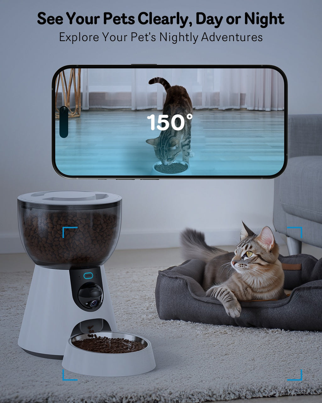 Automatic Cat Feeder with Camera 1080P HD