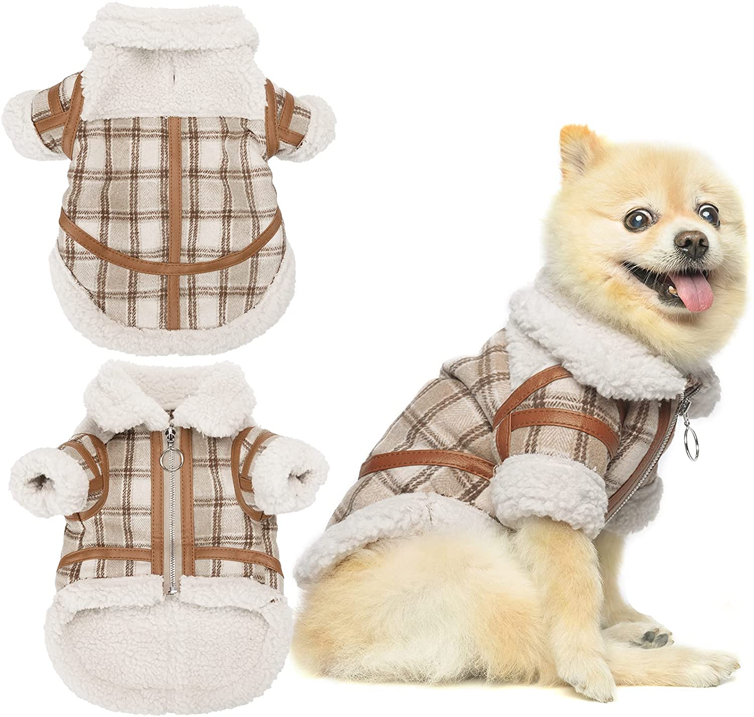 Plaid Warm Lamb Velvet Clothes for Two-Legged Pets