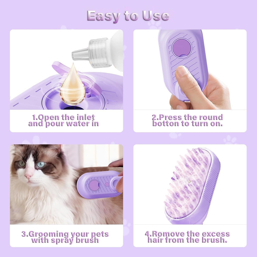 3-in-1 Cat Steam Grooming Brush