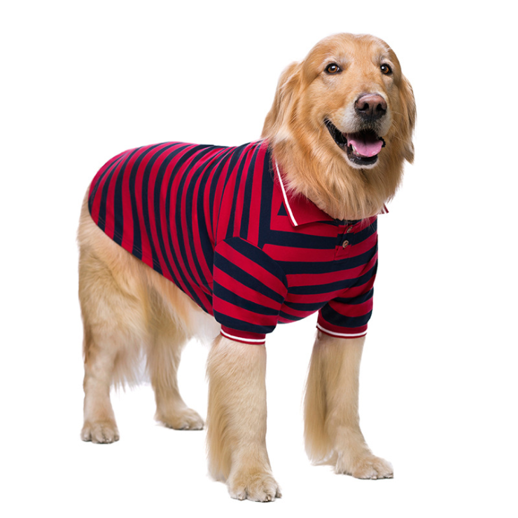 Lightweight Striped Polo Shirt for Large Dogs