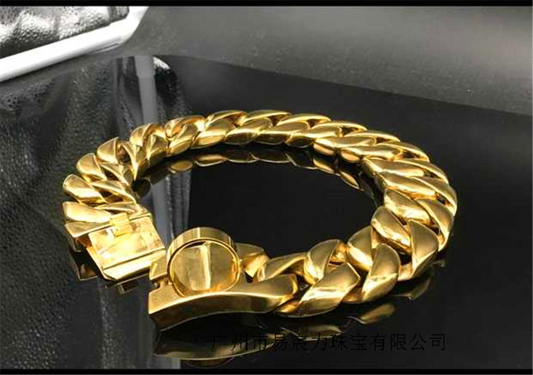 Gold Bull Pendant and Stainless Steel Collar