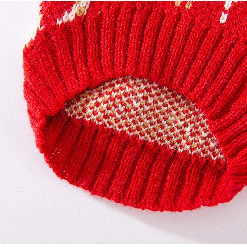 Diamond-Embroidered Cherry Pet Sweater