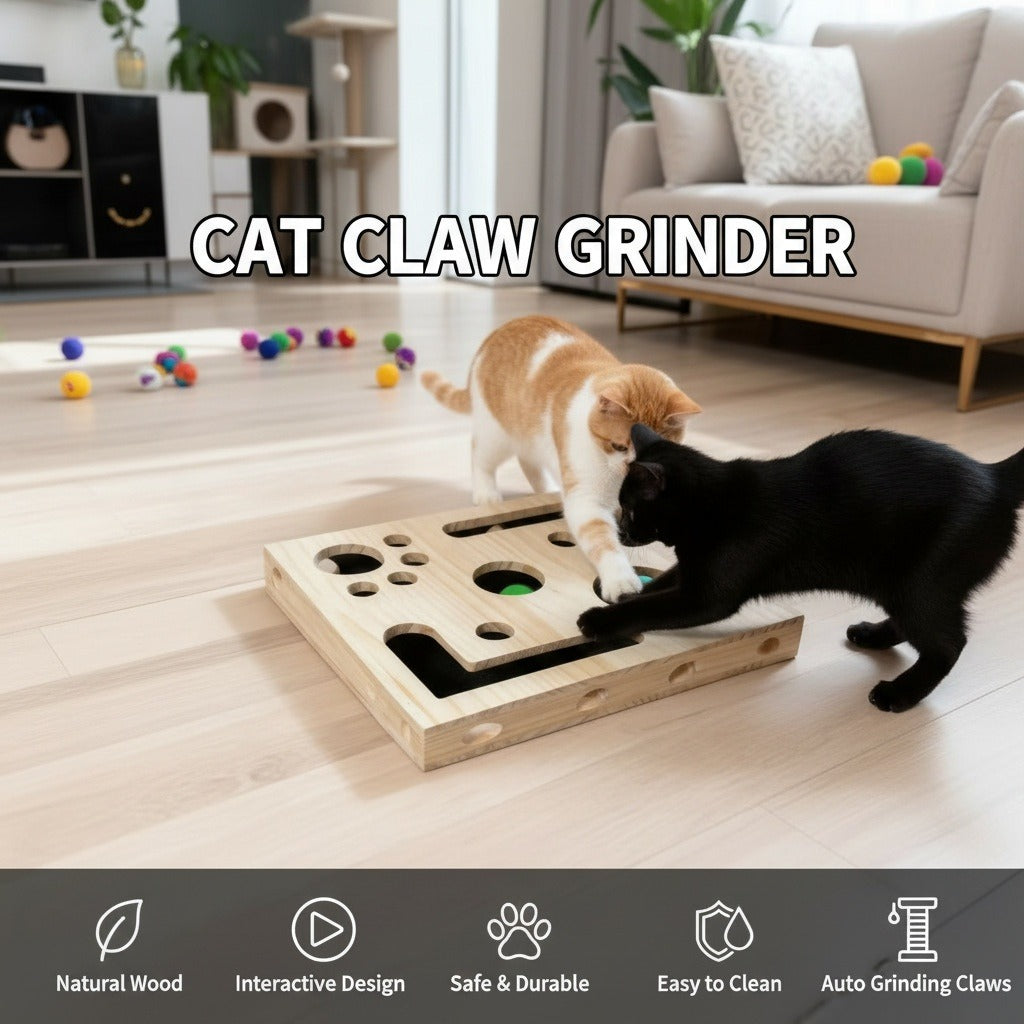 Solid Wood Maze Cat Toy
