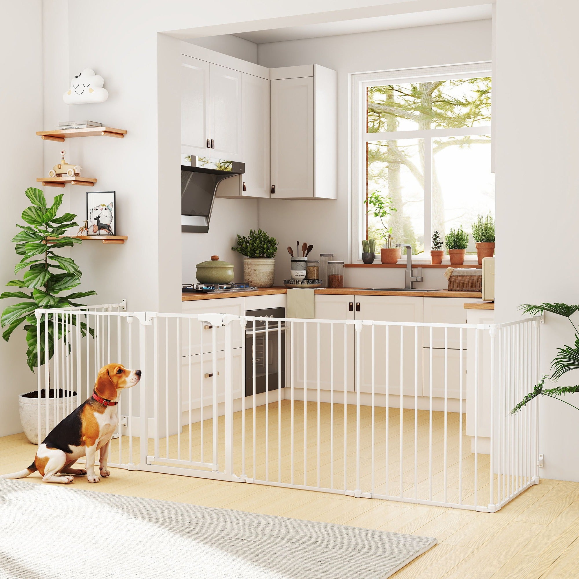 6-Panel Foldable Pet Barrier with Door