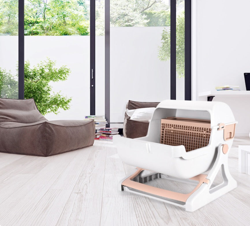 Semi-Enclosed Cat Toilet Litter Box