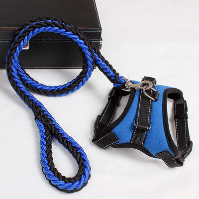 Nylon Medium Large Dog Harness with Reflective Collar