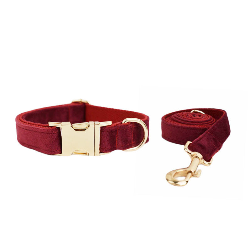 Velvet Pet Collar with Traction Rope