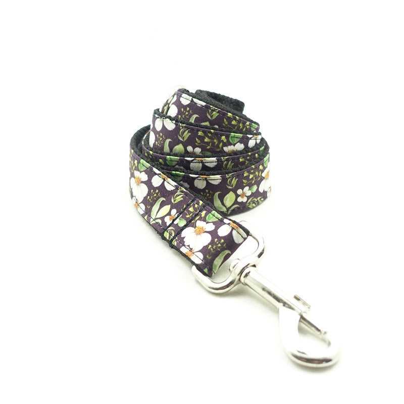 Stylish Dog Leash with Unique Design and Black Floral Pattern